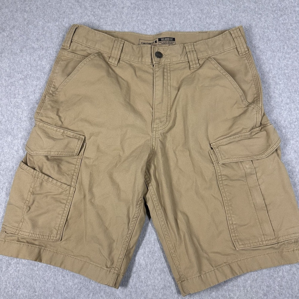 Carhartt Rugged Flex Relaxed Fit Canvas Cargo Work Shorts Size 32 Khaki 103542